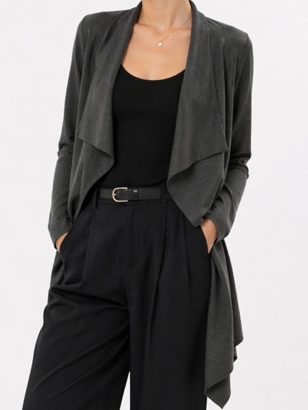 SHINESTAR Lightweight Long Gray Duster Cardigan Jacket Medium